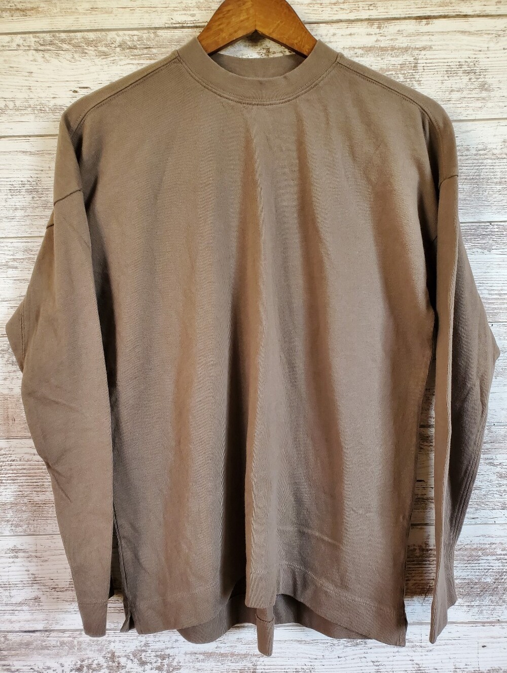 AYR The Dropout Mock Neck Earthy Shiitake Brown Oversized Shirt Unisex